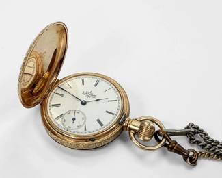 Elgin 14K Gold Pocket Watch W/ Chain