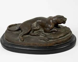 After Antoine-Louis Barye “Lion” Bronze Sculpture