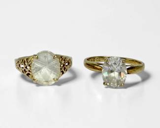 (2) 10K Gold CZ Ladies Rings