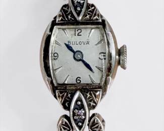 Ladies 14K White Gold Bulova Watch