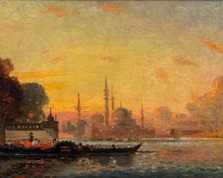 Felix Ziem “View of Constantinople” Oil on Panel