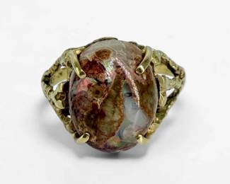 Vintage 14K Gold & Boulder Opal Ladies Ring