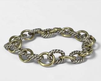 David Yurman 18K Yellow Gold & Sterling Link Bracelet