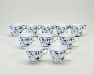 (10pc) Royal Copenhagen Blue Fluted Tea Cups