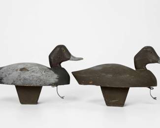 Pair of Hand Carved Wooden Antique Drake Redhead Duck Decoys