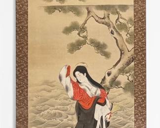 Japanese Watercolor Kakemono Scroll