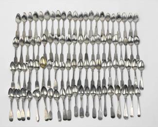 Large Assortment Of Antique Silver Teaspoons