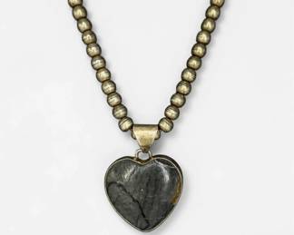 R.J. Apacheto Jasper Heart Pendant & Sterling Necklace
