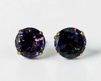 14K & Purple Synthetic Alexandrite Cufflinks