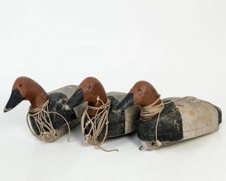 (3) Antique Wood Carved Duck Decoys