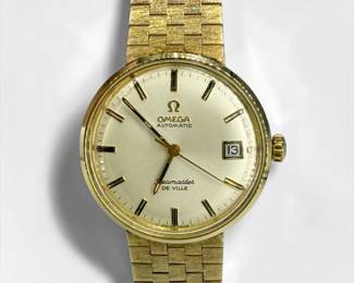 Vintage 14K Gold Omega Seamaster Automatic Date Wrist Watch