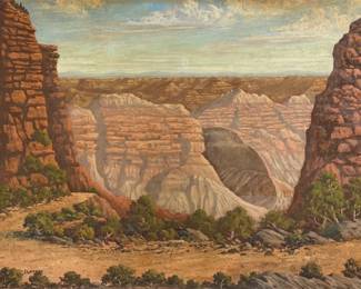 J. Lorraine “Canyon Landscape” Oil on Canvas