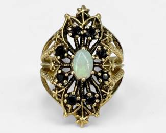 14K Gold & Opal Ladies Cocktail Ring