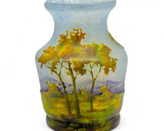 Nancy Daum Cameo Glass Landscape Vase