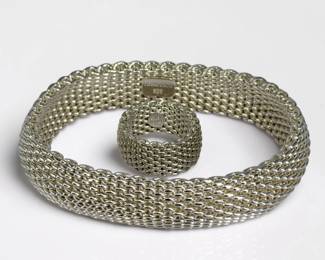 Tiffany & Co Sterling Silver Mesh Bracelet and Ring