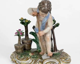 19th C. Meissen "Cherub Gardener" Porcelain Figure
