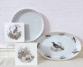 louis lourioux "le faune" oval dish, villeroy & boch coasters, cordon bleu white scalloped bowl dish