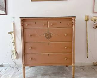 Vintage Pink Tallboy Dresser - This item is available to purchase on our website: https://www.pureandsimplecarolinas.com/shop