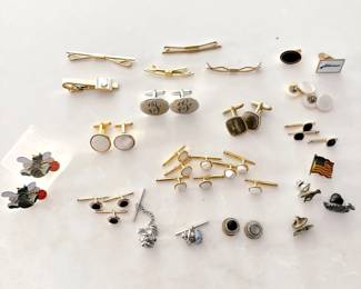 Mens cufflinks and tie bars