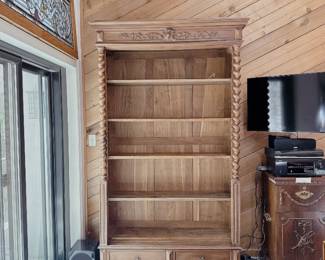 Vintage French Style Oak Bookcase - This item is available to purchase on our website: https://www.pureandsimplecarolinas.com/shop