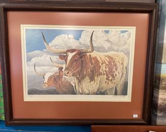 Charles Beckendorf signed and numbered longhorn print