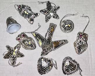 Silver mirror mosiac ornaments ( We have quite a few)
