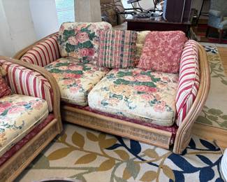 Vintage rattan sofa and loveseat 