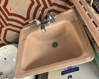 Vintage mid-century cast iron sink/ matching wall 