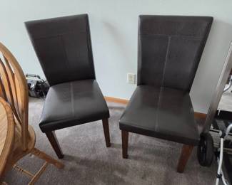 Pair of Contemporary Dark Brown Upholstered Dining Chairs