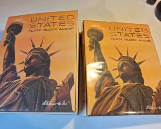 Two United States Plate Block Stamp Albums by H.E. Harris  Co.