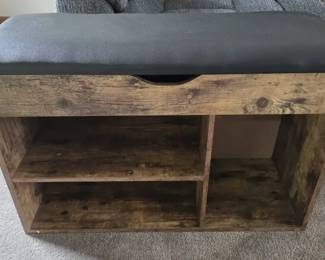 Rustic Storage Bench with Cushioned Seat