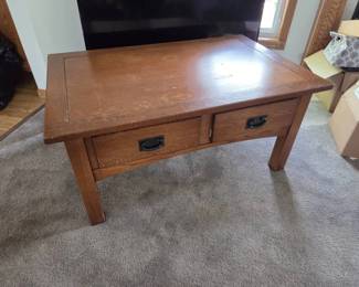 Mission Style Coffee Table with Storage Drawers