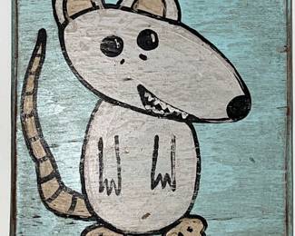 Rustic, minimalist painting of a Possum