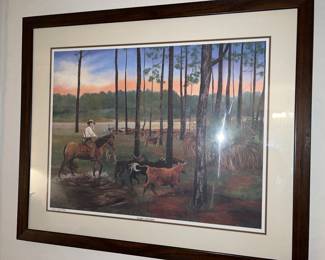 Cowboy herding cattle print