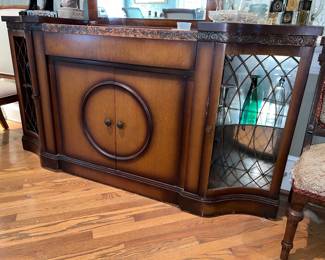 Traditional sideboard buffet cabinet with elegant glass display sections