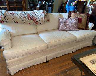 White linen three-cushion sofa by Dapha for Baker