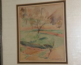 Vintage landscape watercolor
