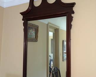 Antique Chippendale Revival style mahogany wall mirror