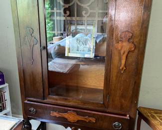 Antique Jacobean style china cabinet