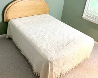 Art Deco Blonde Oak Headboard Metal Frame