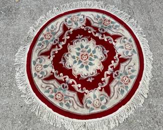 Red Floral Frilled Rug