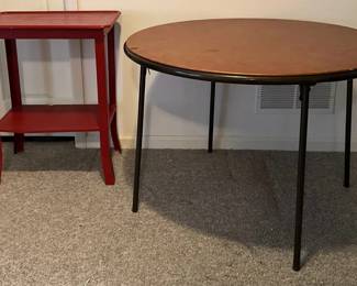 Folding Table And Red Metal Table