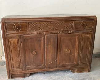 Brown Carved Wooden Cabinet
