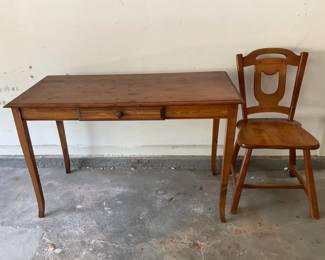 Vintage Wooden Chair And Desk