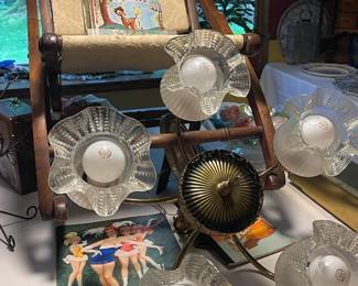 hanging 5-arm light fixture, folding rocking chair