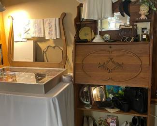 drop front secretary oak