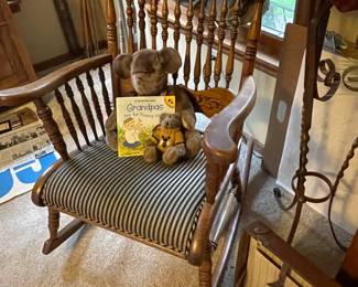 American oak pressed back rocking chair