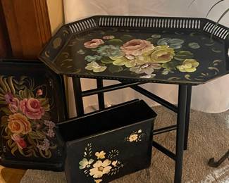 Hand painted tole items, Napco