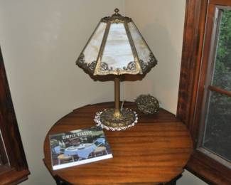 Slag glass lamp E.M. & Co. (Edward Miller & Co.) late 1800s to the 1920s