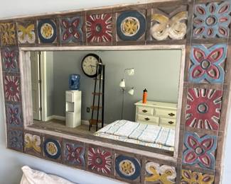  024 Wood Mirror With Decorative Carvings